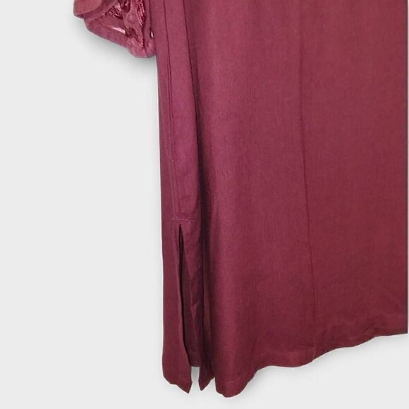 Soft Surroundings‎ Womens Top Sz Small Cranberry Lace Insert Tunic Relaxed Fit - Picture 4 of 12